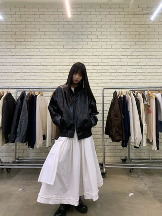 [NEVERSEEZ] Asymmetric Pocket A-Line Pleated Skirt