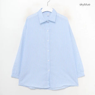 Cotton waffle striped shirt