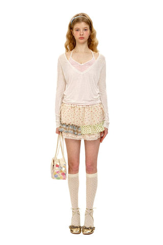 [Moromoro2] V-Neck Halter Layered Top