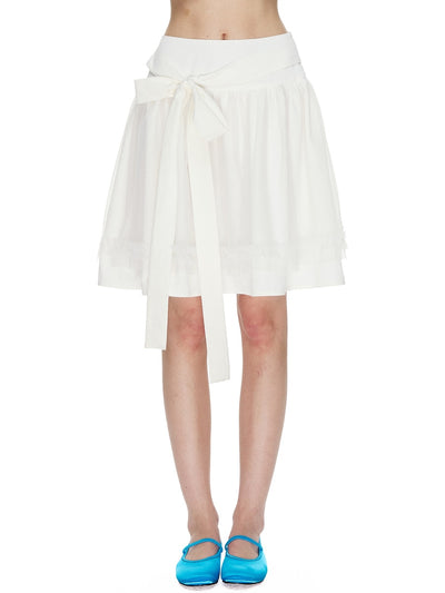 [NECY] Mimora Bow Tie Lace Midi Skirt