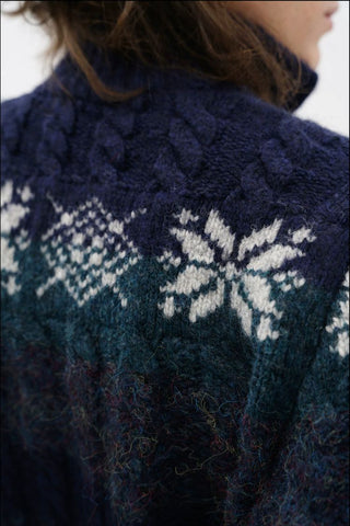 [MASONPRINCE] Fair Isle Cable Knit Wool Blend Cardigan