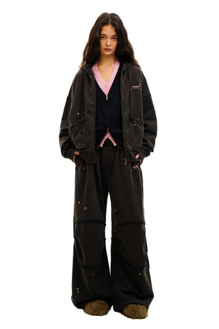 [Moromoro2] Star Studded Distressed Hoodie &  Pants