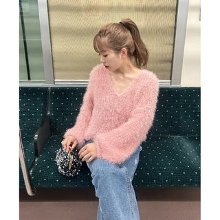 Loose shaggy fur cardigan