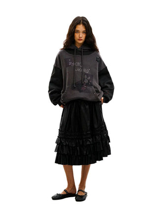 [Moromoro2] Rhinestone Patchwork Hoodie