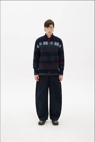 [MASONPRINCE] Fair Isle Cable Knit Wool Blend Cardigan