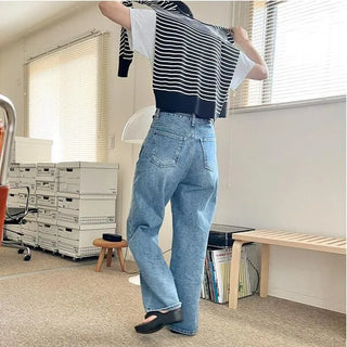 Loose wide denim pants