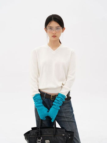 [MASONPRINCE] Wool Blend V-Neck Knit Sweater