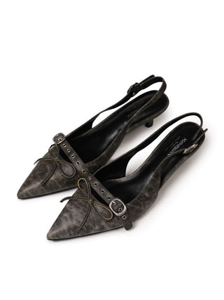 [moromoro2] Leather Bowknot Sandals