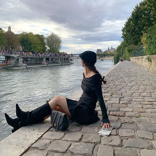 Off-shoulder hand warmer top