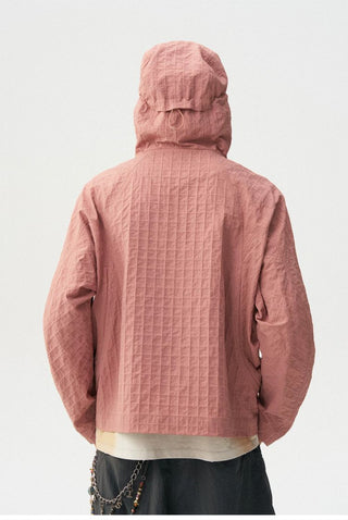 [Monterest] Textured Plaid Hooded Jacket