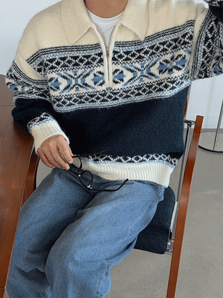 Roti Zipper Collar Knit