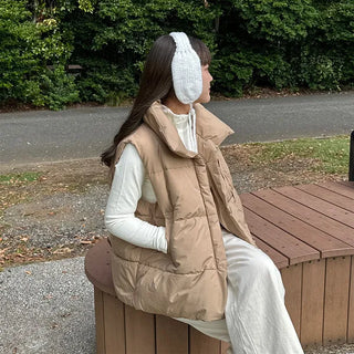 High-neck oversized down vest
