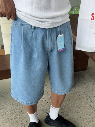 All Day Double-Tuck Half-Band Denim Shorts
