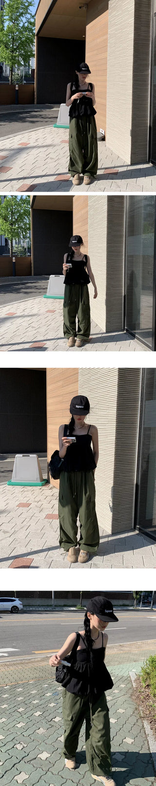 Pocket Nylon Cargo Pintuck Pants - 8 Colors