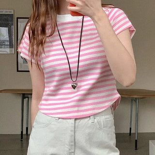 Striped short-sleeved T-shirt