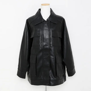 Oversized leather jacket