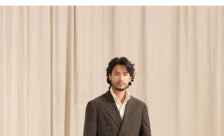 [CULTUM] Herringbone Peak Lapel Double Breasted Suit