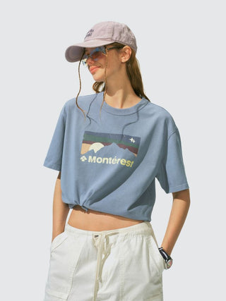 [Monterest] Washed Distressed Mountain Print T-Shirt