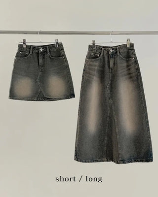 Vintage Wash Denim Skirt