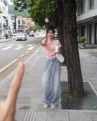 Summer wide denim pants