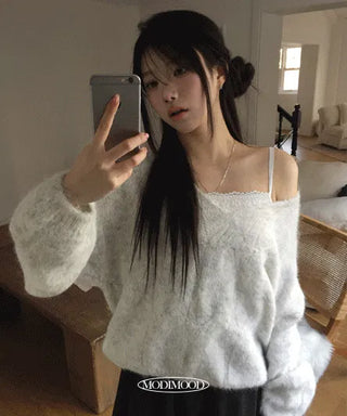 Deep V V-Neck knit patch knitwear - 5 colors