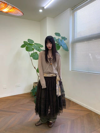 [NeverSeez] Pleated Layered Mesh Cami Dress