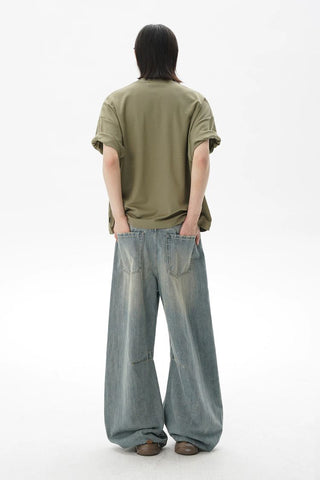 [MASONPRINCE] Washed Slub Denim Wide Leg Pants