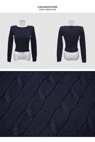 Round neck cardigan with Twisted - 5 colors