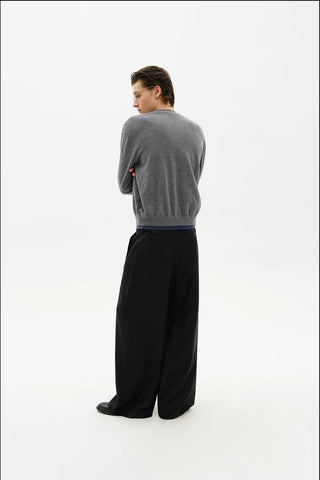 [MASONPRINCE] Wool Blend Oversized Blazer & Wide Pants Set