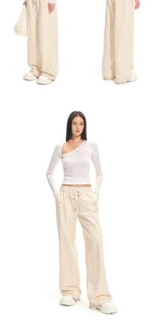 [NOTAWEAR] Rhinestone Gradient Wide Leg  Sweatpants