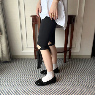 Ribbon biker shorts