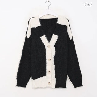 Oversized Pattern Wool Cardigan