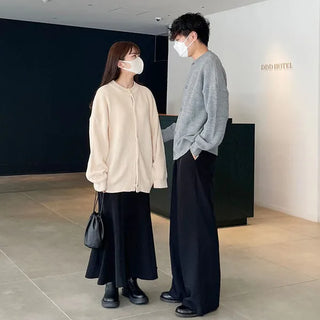 U-neck knit cardigan