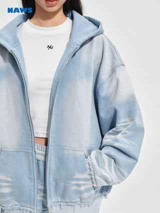 [NOTAWEAR] Sand Washed Hooded Zip-Up  Sweatshirt