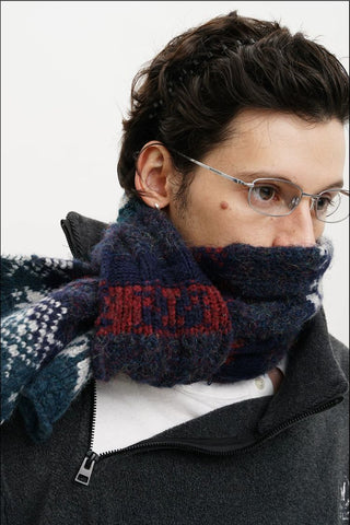 [MASONPRINCE] Fair Isle Cable Knit Winter Accessory Set