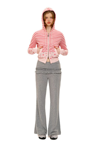 [Moromoro2] Soft Fleece Ruffle Skirt Flare  Pants