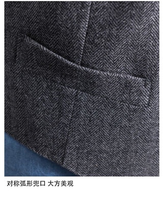 [CULTUM] Herringbone Wool Blend Suit Vest