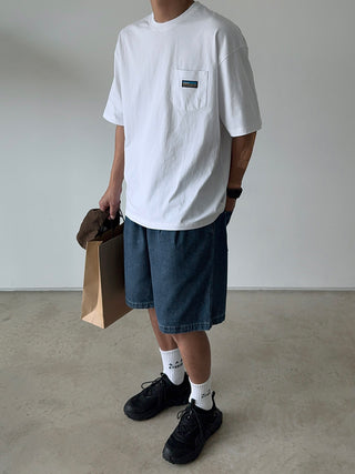 All Day Double-Tuck Half-Band Denim Shorts