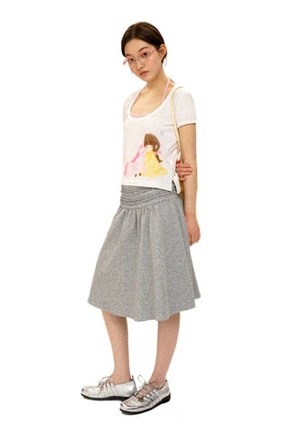 [Moromoro2] Girl & Horse Print Layered Tee  Set