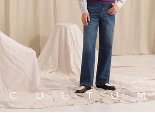 [CULTUM] Vintage Washed Straight Leg Jeans