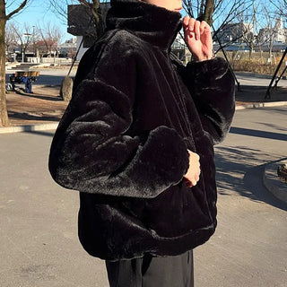 Basic fur zip jacket