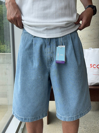 All Day Double-Tuck Half-Band Denim Shorts