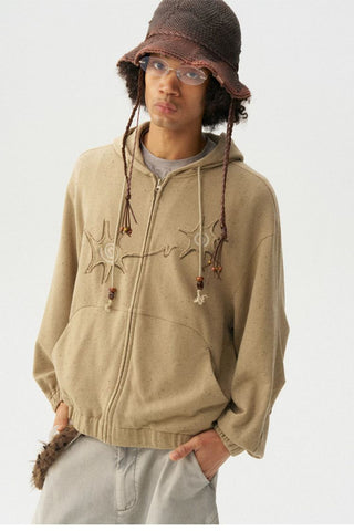 [Monterest] Textured Cotton Blend Hooded Zip-Up