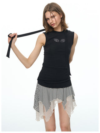 [NECY] Irregular Dot Double Hem Mini Skirt