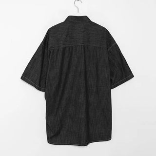 Stitched raw denim shirt
