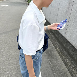 minimal open collar tee