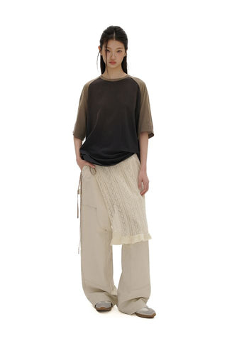 [moromoro2] Ultra Thin Contrast Raglan Sleeve  T-Shirt