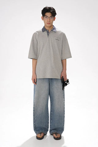[MASONPRINCE] Check Collar Pique Cotton Polo