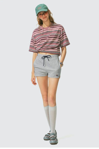 [Monterest] Drawstring Logo Embroidered Sweat Shorts