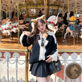 Oversized Pattern Wool Cardigan